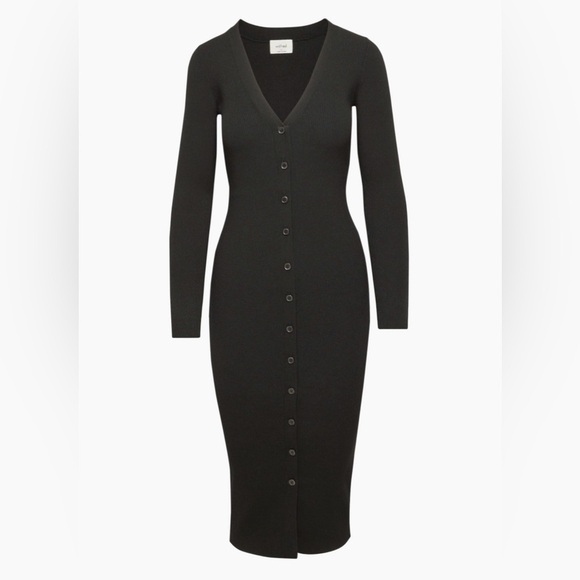 Wilfred Dresses & Skirts - Wilfred Charcoal Tight Long Sleeve Tavola Sweater Dress Button Down Size Small